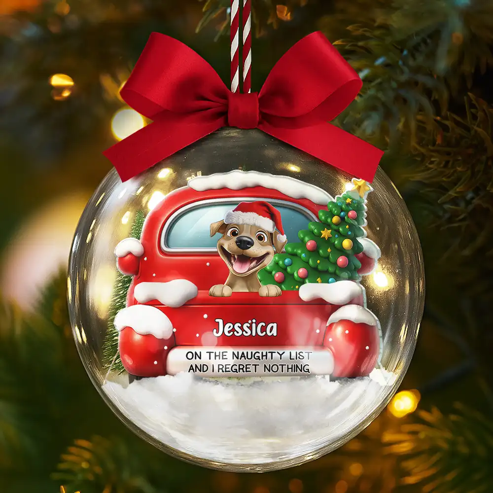 On The Naughty List - Personalized 3D Acrylic Ball Ornament - Image 5