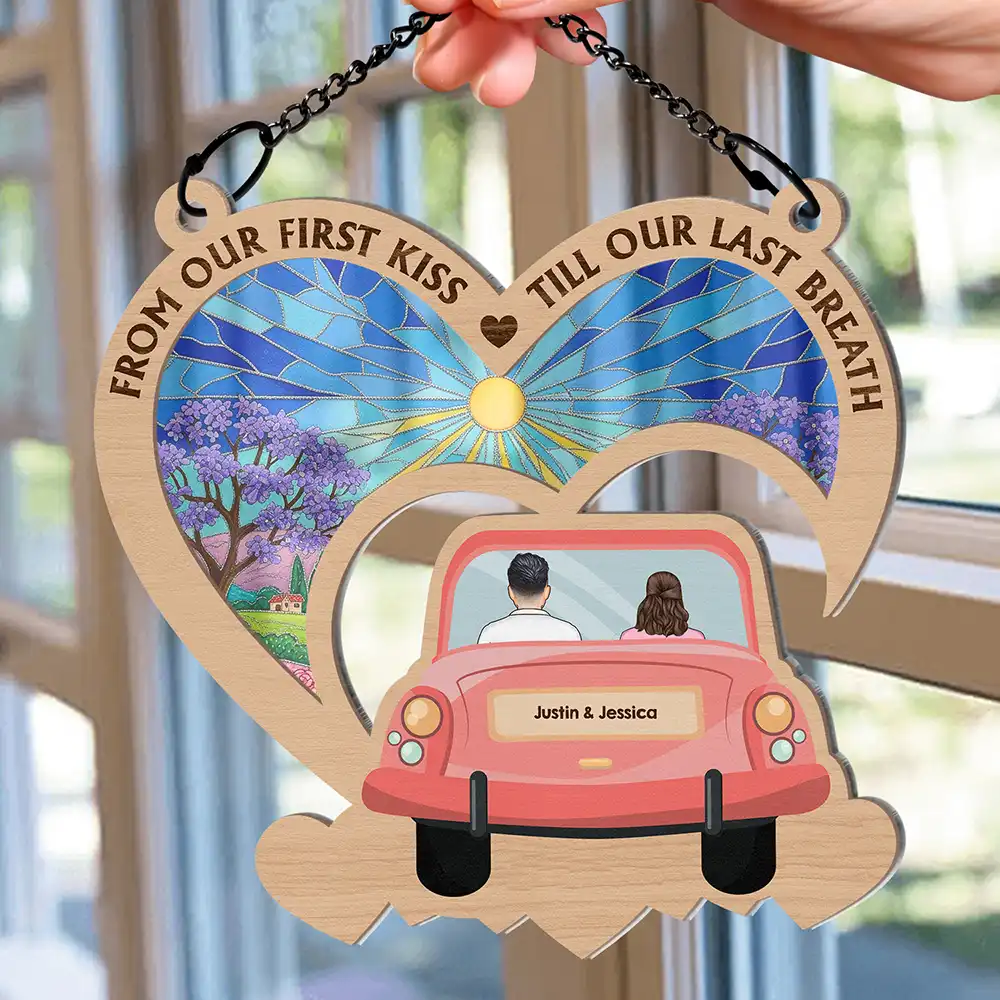 On The Way To Building A Life They Love - Personalized Window Hanging Suncatcher Ornament - Image 2