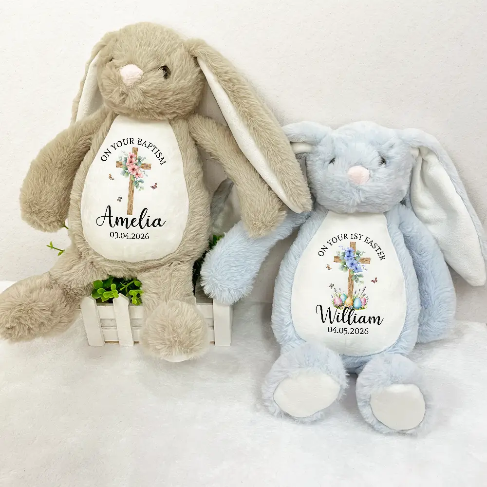 On Your Baptism Day Christening New Baby - Personalized Soft Toy Bunny - Image 3