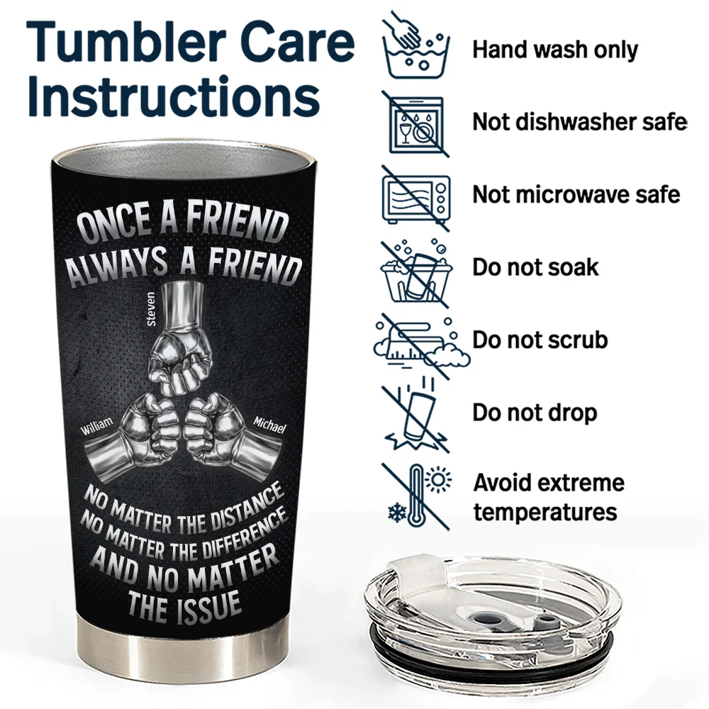 Once A Brother Always A Brother Metal Effect Hand Punch - Personalized Tumbler - Image 5