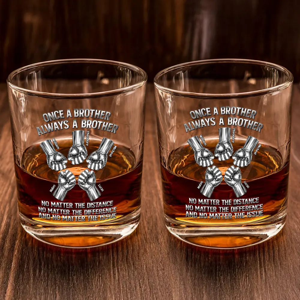 Once A Brother Always A Brother Metal Effect Hand Punch - Personalized Whiskey Glass - Image 2