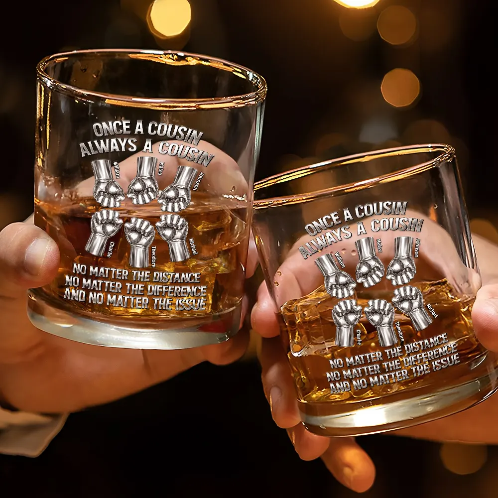 Once A Brother Always A Brother Metal Effect Hand Punch - Personalized Whiskey Glass - Image 3
