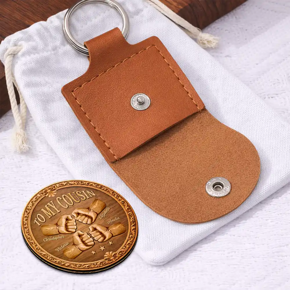 Once A Brother Always A Brother Wood Carving Hand Punch - Personalized Wooden Pocket Hug - Image 2