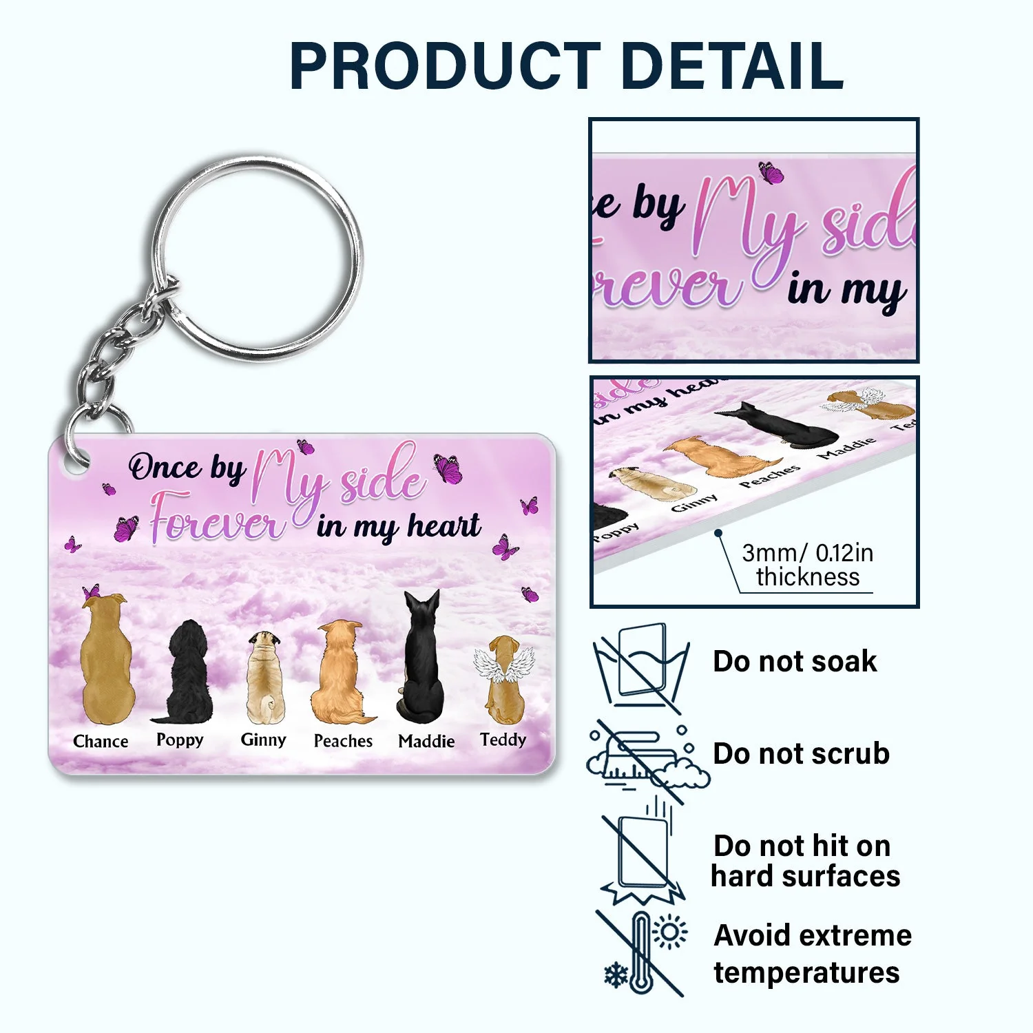 Once By My Side - Memorial Gift For Pet Lovers - Personalized Acrylic Keychain - Image 5