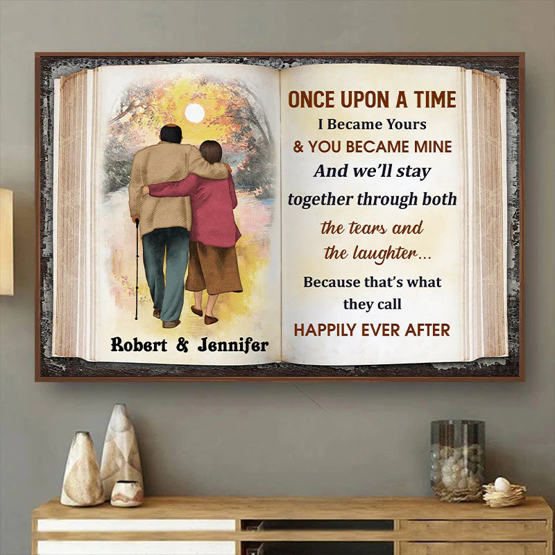 Once Upon A Time Old Couple Anniversary Memorial Gift - Personalized Custom Poster - Image 2