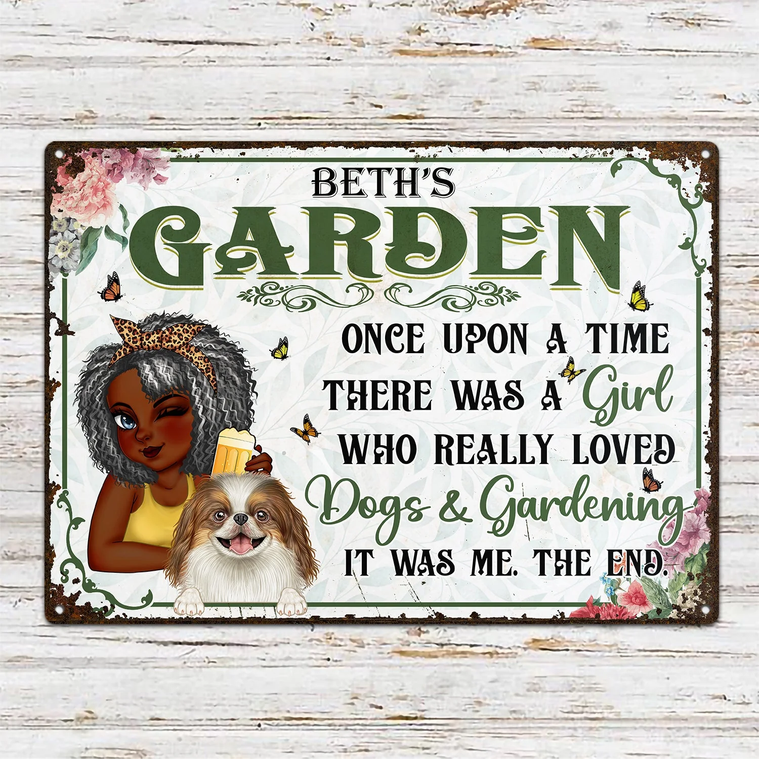 Once Upon A Time There Was A Girl - Backyard Sign, Gift For Gardening Lovers, Gardeners, Dog Lovers - Personalized Classic Metal Signs - Image 2