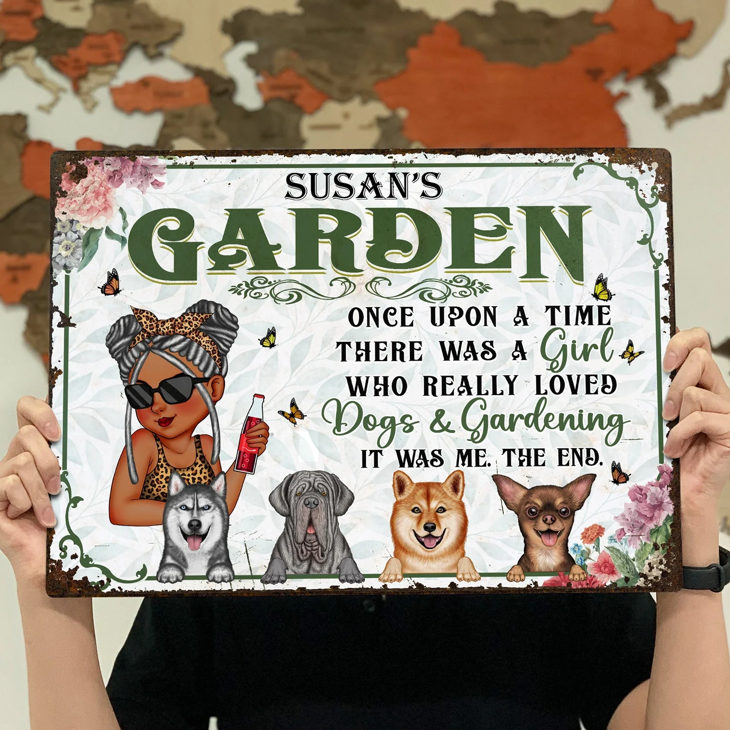 Once Upon A Time There Was A Girl - Backyard Sign, Gift For Gardening Lovers, Gardeners, Dog Lovers - Personalized Classic Metal Signs - Image 4