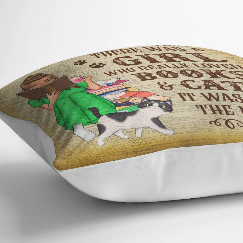 Once Upon A Time There Was A Girl Who Really Loved Books And Cats Reading Vintage - Gift For Book Lovers - Personalized Custom Pillow - Image 3