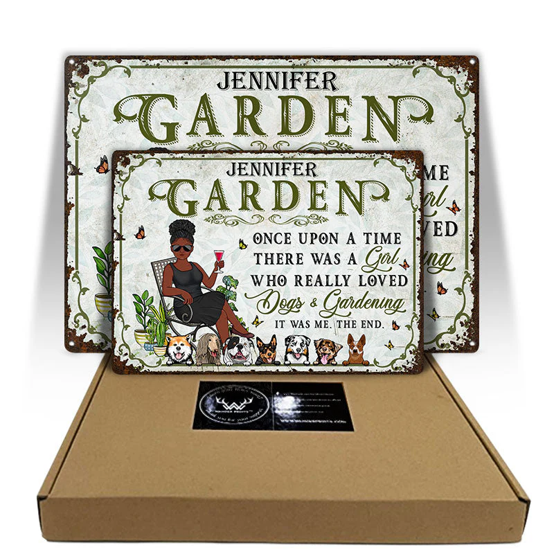 Once Upon A Time There Was A Girl Who Really Loved Dogs & Gardening Dog Lovers - Backyard Sign - Personalized Custom Classic Metal Signs - Image 5