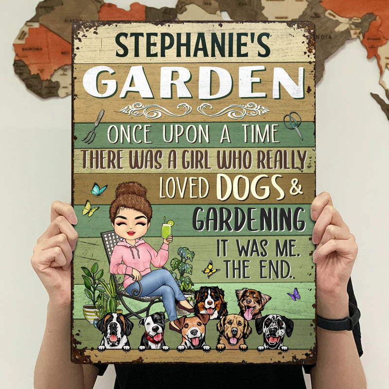 Once Upon A Time There Was A Girl Who Really Loved Dogs & Gardening Dog Lovers - Personalized Custom Classic Metal Signs - Image 4