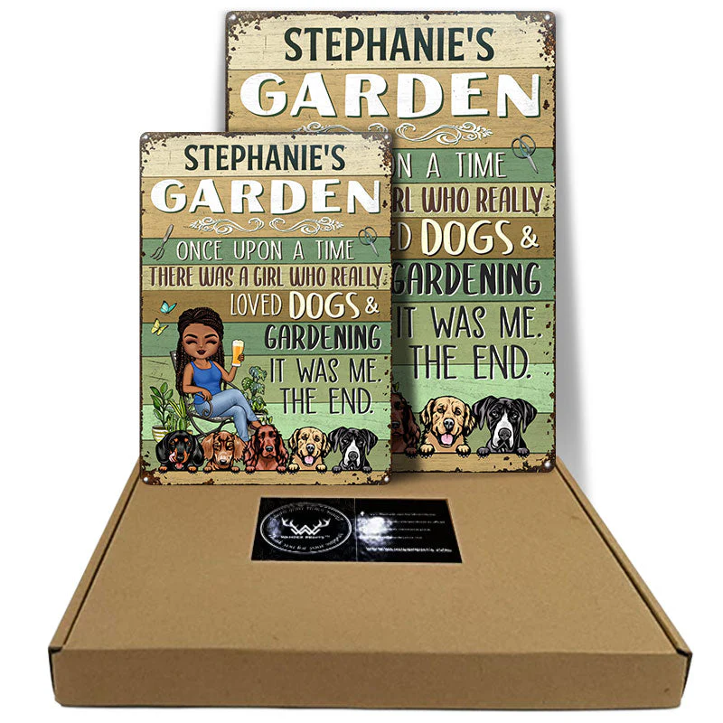 Once Upon A Time There Was A Girl Who Really Loved Dogs & Gardening Dog Lovers - Personalized Custom Classic Metal Signs - Image 5