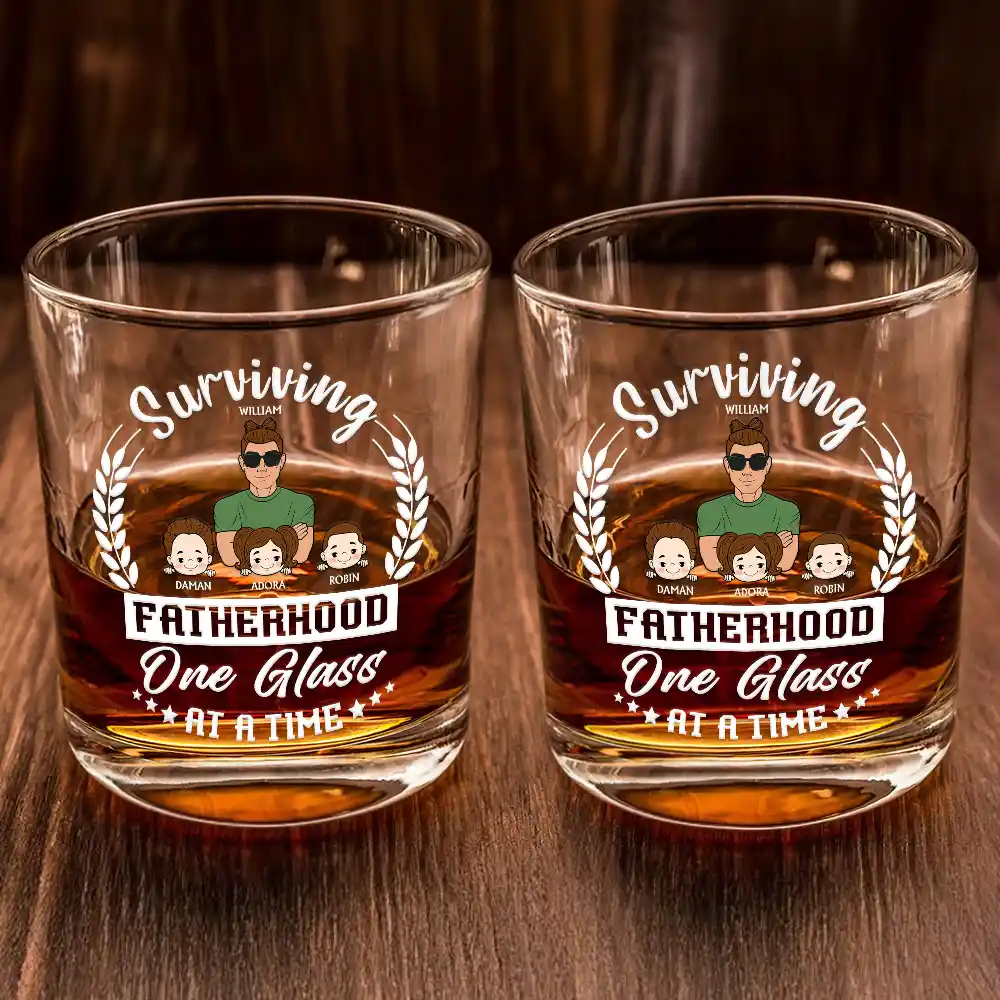 One Glass At A Time - Personalized Whiskey Glass - Image 2