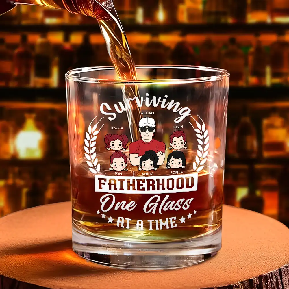 One Glass At A Time - Personalized Whiskey Glass - Image 4