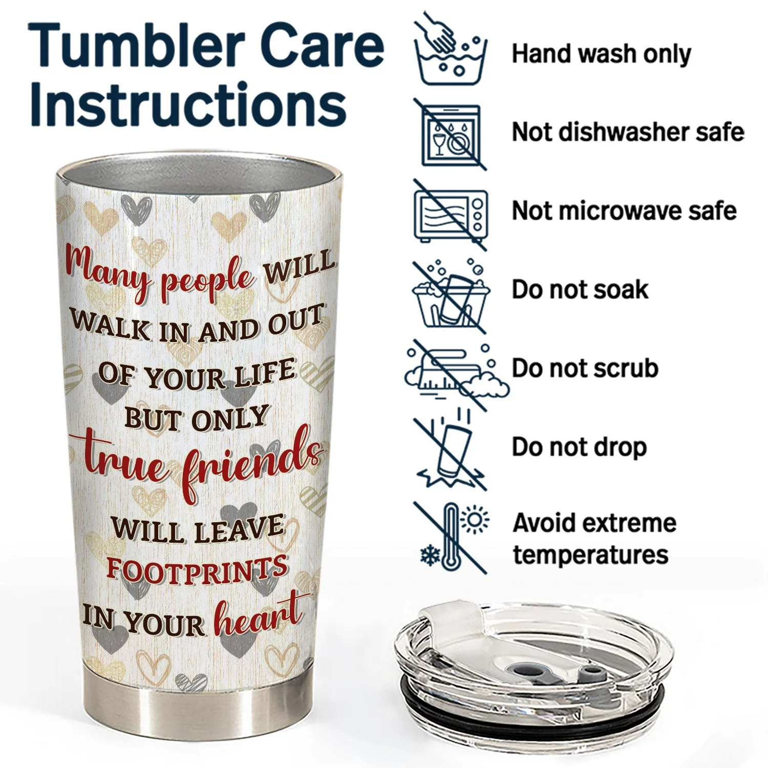 Only True Friends Will Leave Footprints In Your Heart - Gift For Best Friends - Personalized Custom Tumbler - Image 5