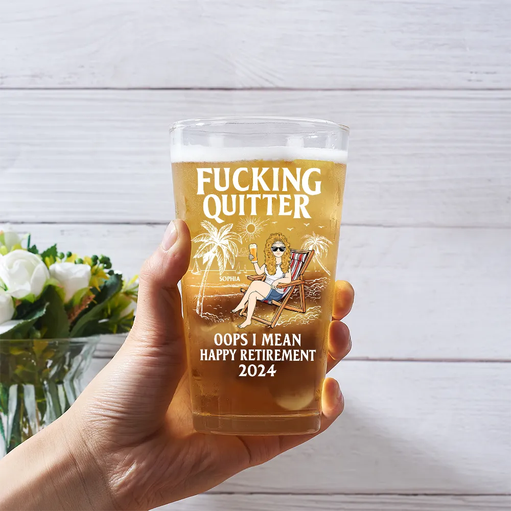 Oops I Mean Happy Retirement - Personalised Beer Glass - Image 3
