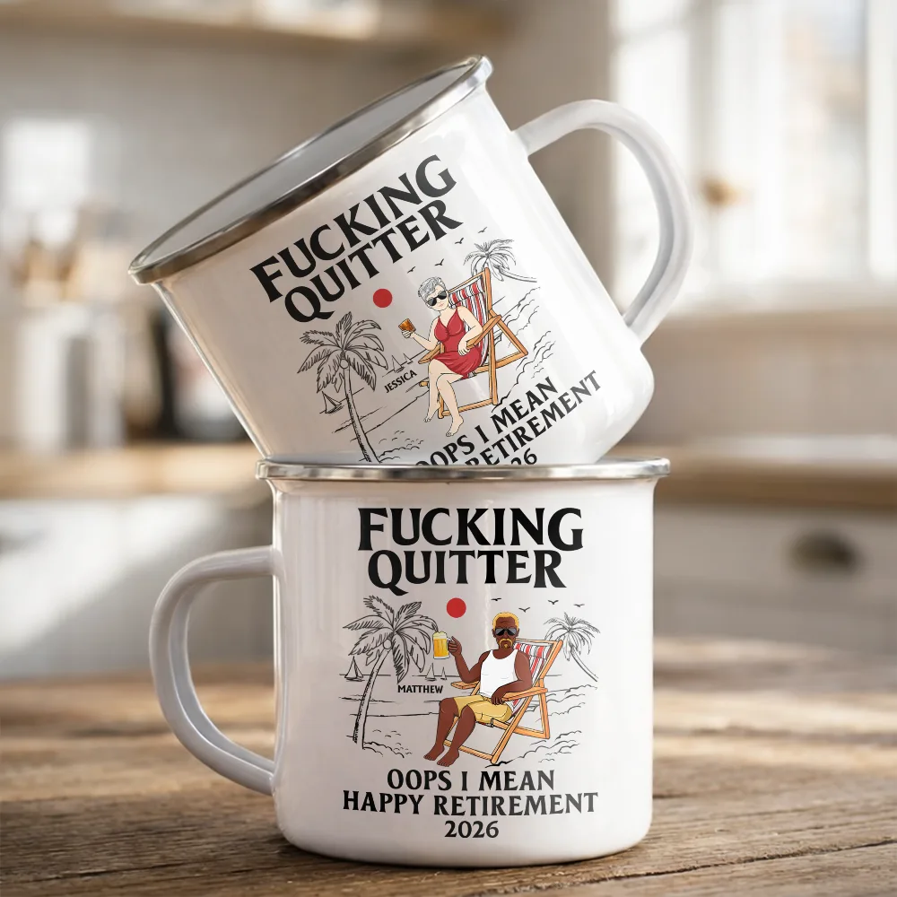 Oops I Mean Happy Retirement - Personalized Enamel Mug - Image 2