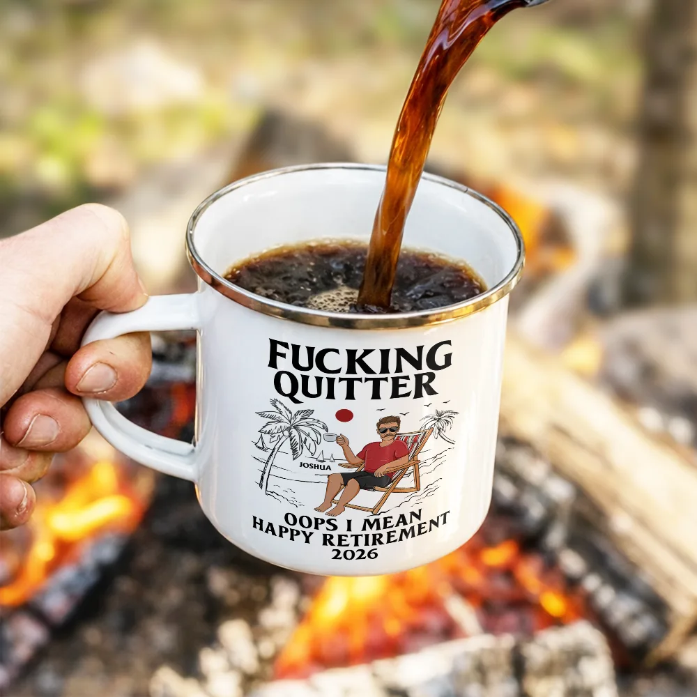 Oops I Mean Happy Retirement - Personalized Enamel Mug - Image 4