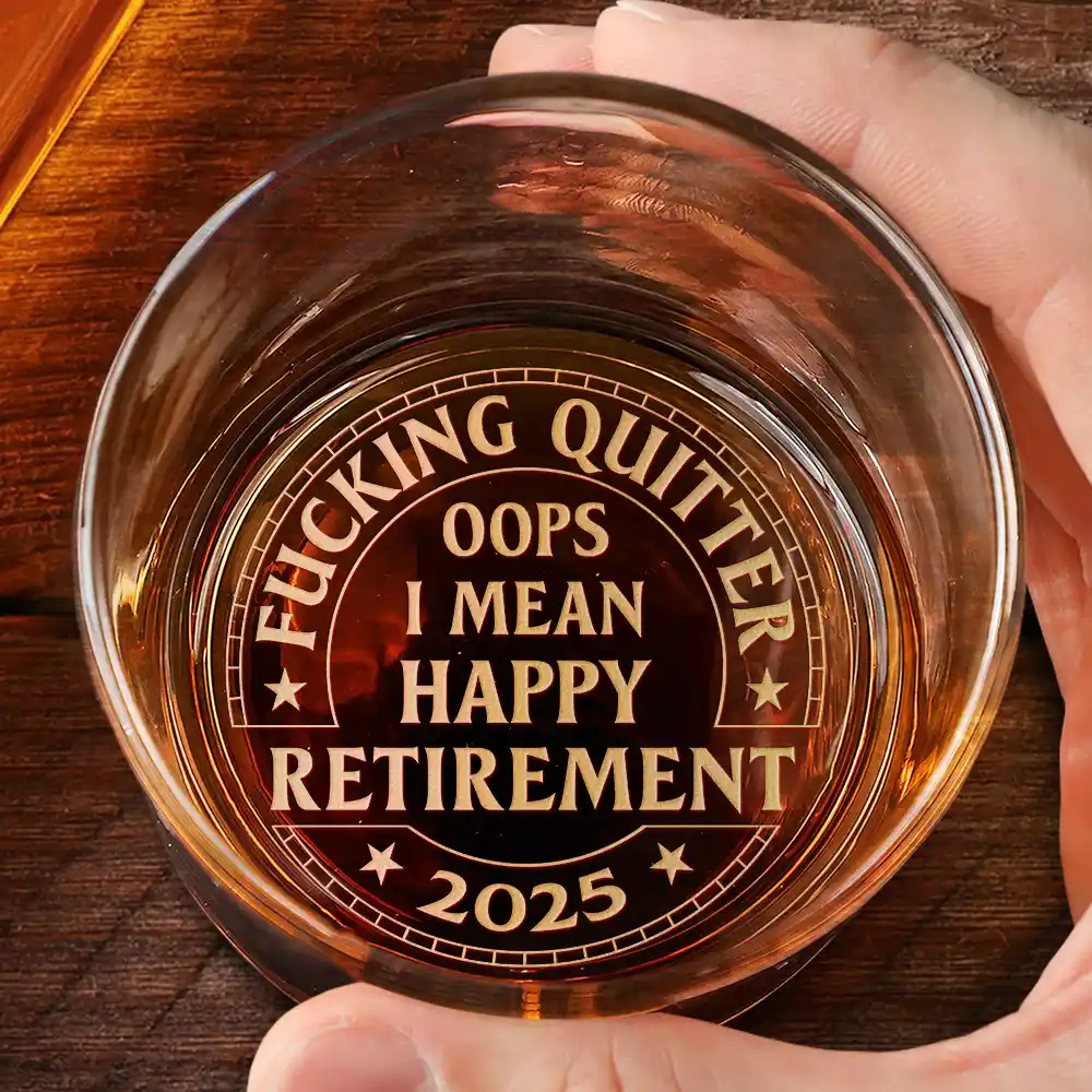 Oops I Mean Happy Retirement - Personalized Engraved Whiskey Glass - Image 2