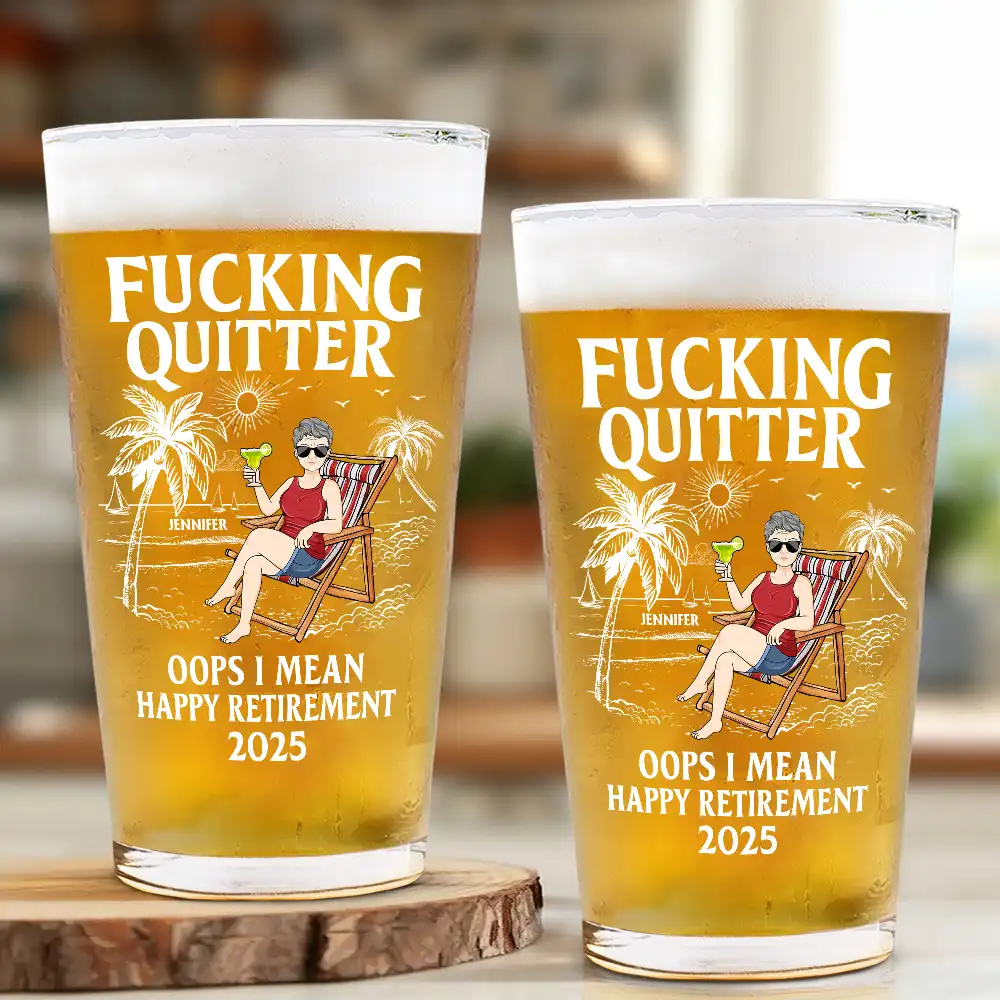 Oops I Mean Happy Retirement - Personalized Beer Glass - Image 2