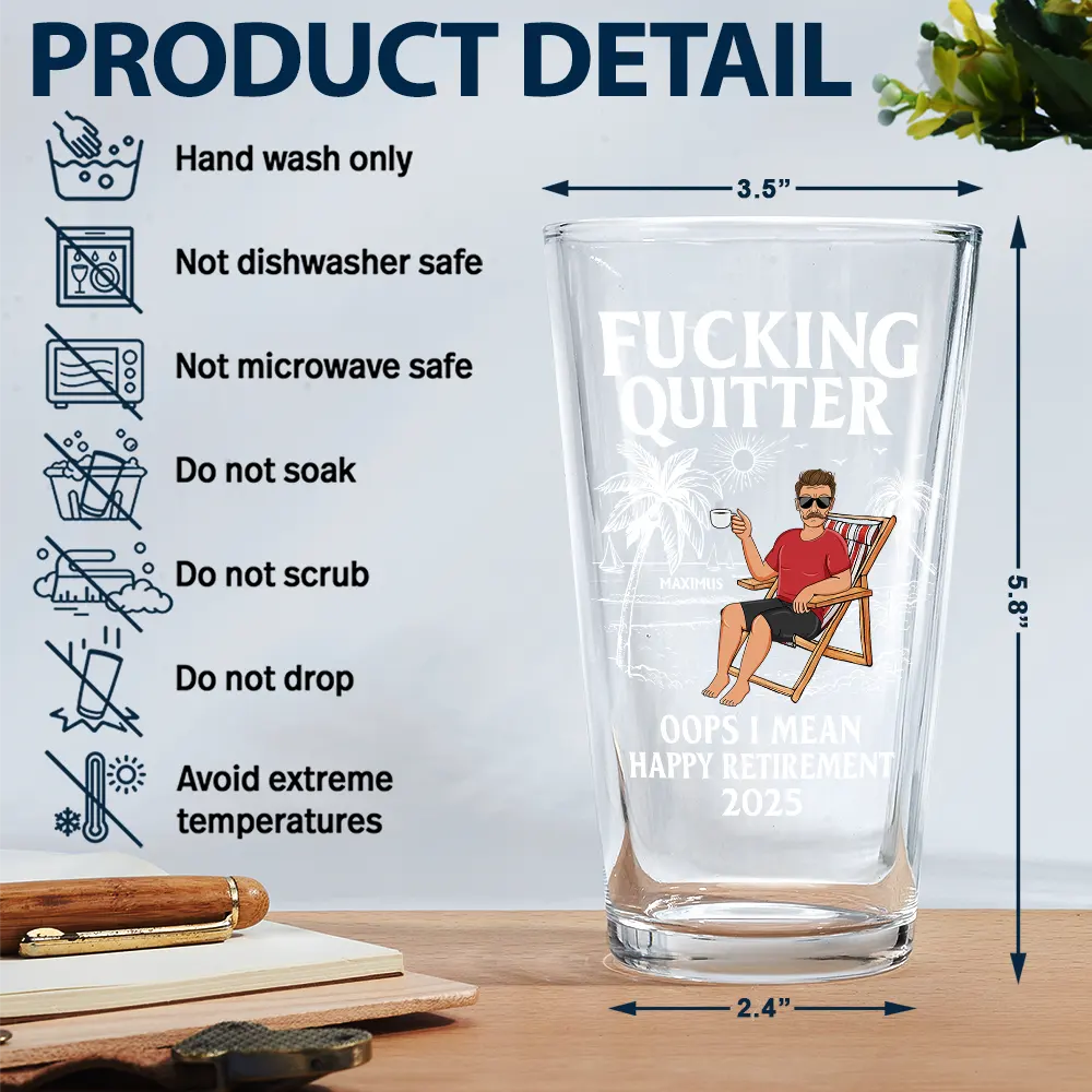 Oops I Mean Happy Retirement - Personalized Beer Glass - Image 5
