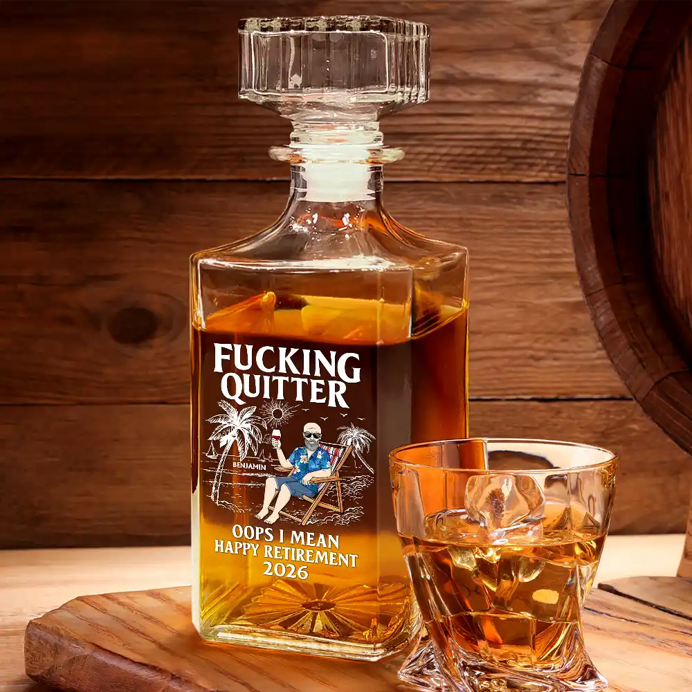 Oops I Mean Happy Retirement - Personalized Square Whiskey Bottle - Image 2