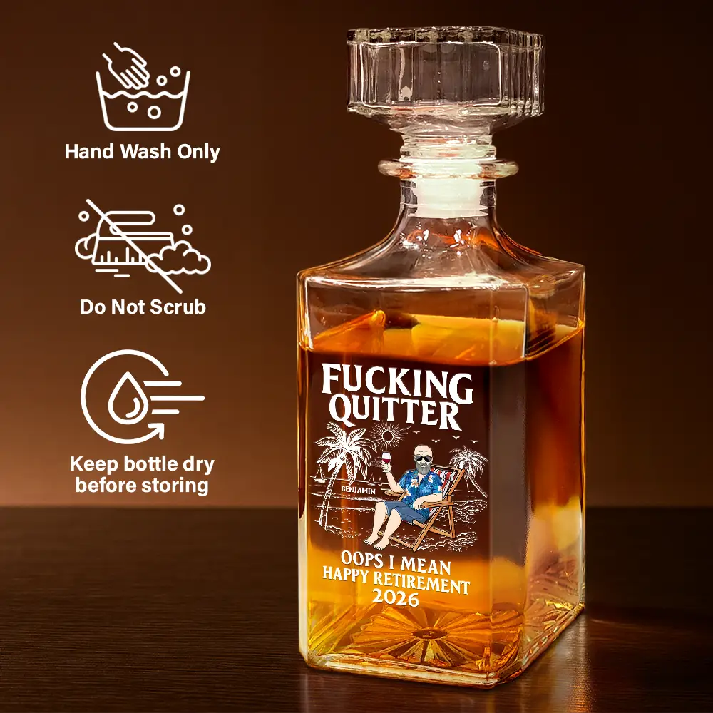 Oops I Mean Happy Retirement - Personalized Square Whiskey Bottle - Image 6