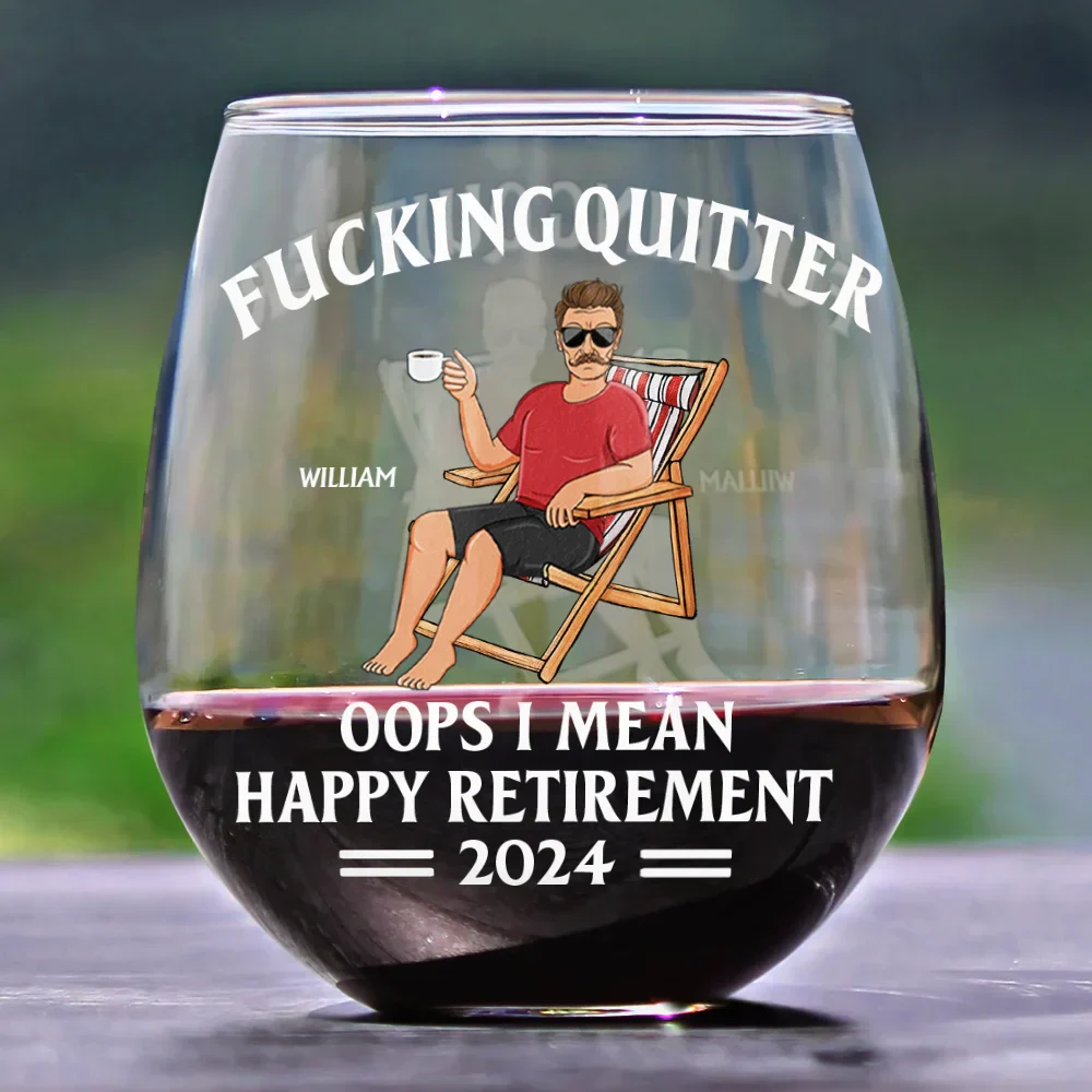 Oops I Mean Happy Retirement - Personalized Stemless Wine Glass - Image 2