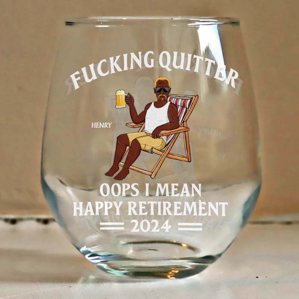 Oops I Mean Happy Retirement - Personalized Stemless Wine Glass - Image 4