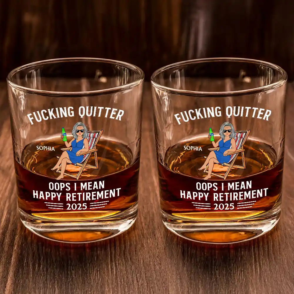 Oops I Mean Happy Retirement - Personalized Whiskey Glass - Image 2