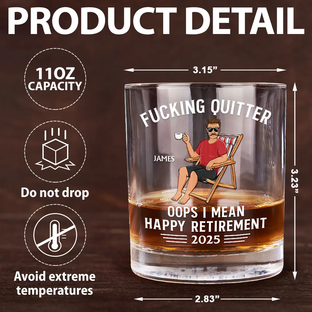 Oops I Mean Happy Retirement - Personalized Whiskey Glass - Image 5