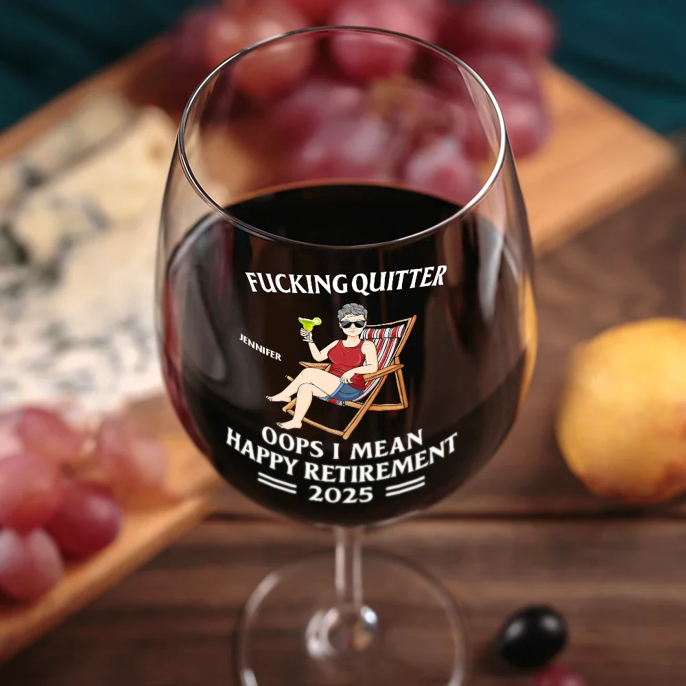 Oops I Mean Happy Retirement - Personalized Wine Glass - Image 3