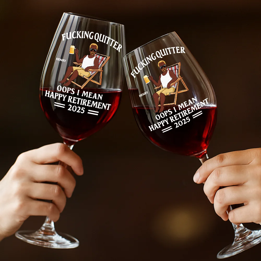 Oops I Mean Happy Retirement - Personalized Wine Glass - Image 4