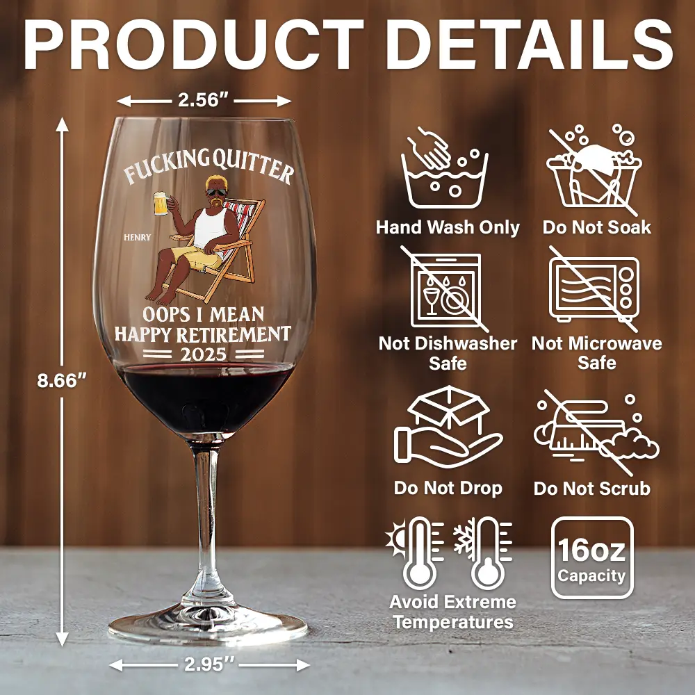 Oops I Mean Happy Retirement - Personalized Wine Glass - Image 5