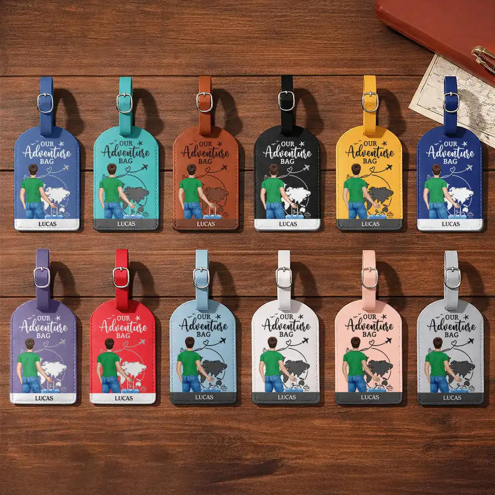 Our Adventure Bag - Personalized Combo 2 Leather Luggage Tags - Image 2