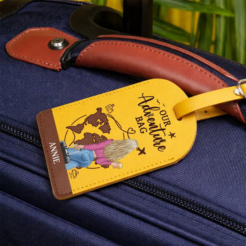 Our Adventure Bag - Personalized Combo 2 Leather Luggage Tags - Image 3