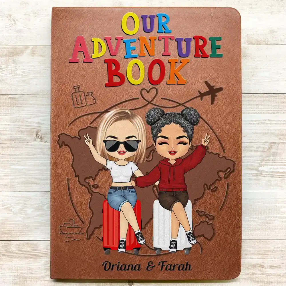 Our Adventure Book Couples Trip - Personalized Leather Journal - Image 3