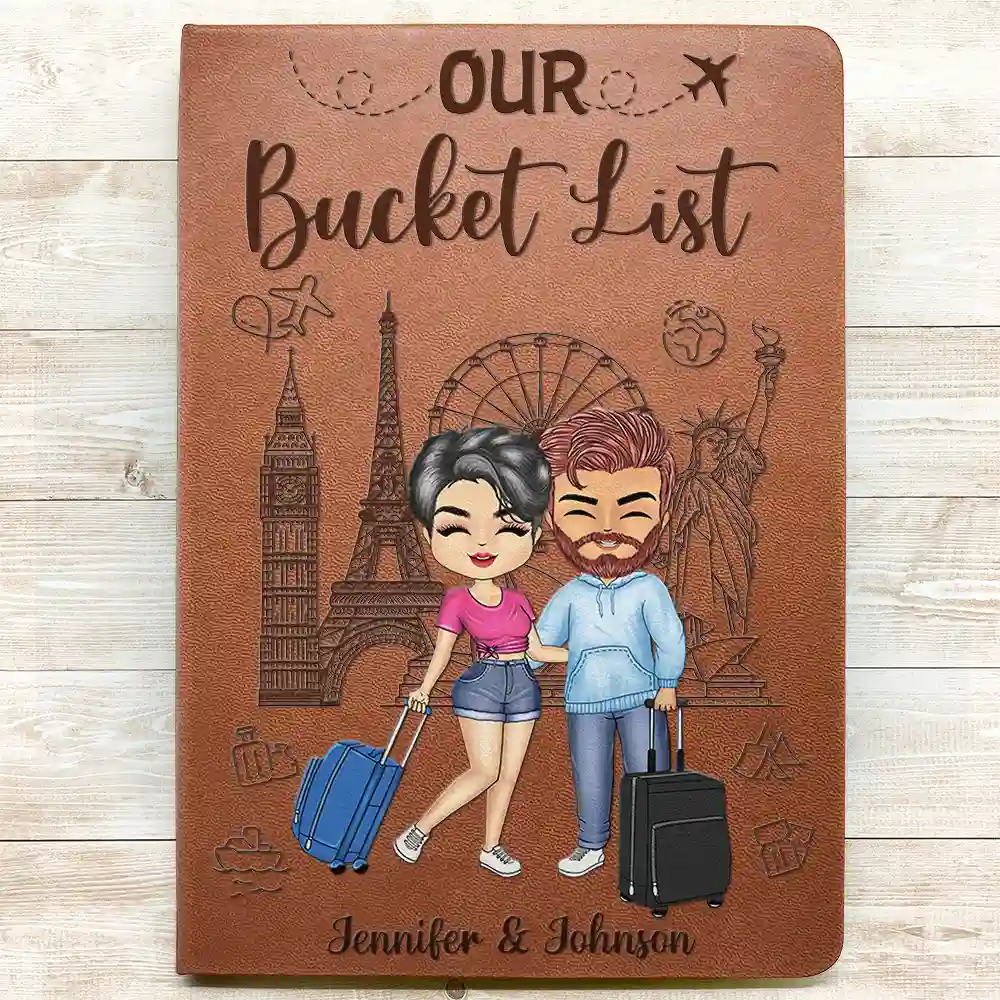 Our Adventure Book Travel Couples - Personalized Leather Journal - Image 3