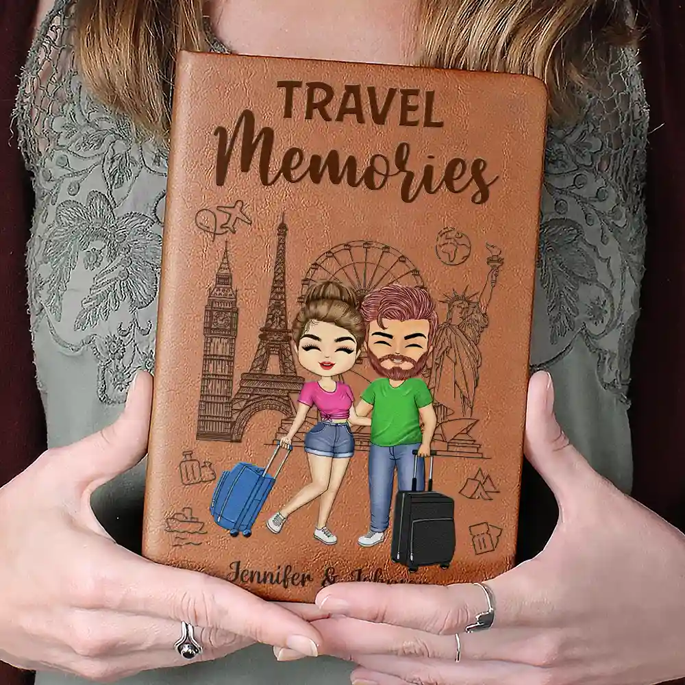 Our Adventure Book Travel Couples - Personalized Leather Journal - Image 4