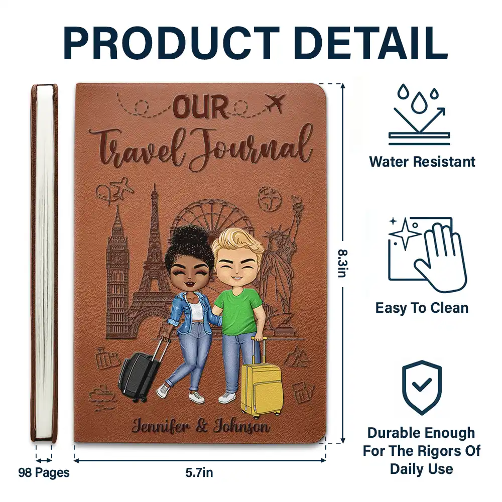 Our Adventure Book Travel Couples - Personalized Leather Journal - Image 5