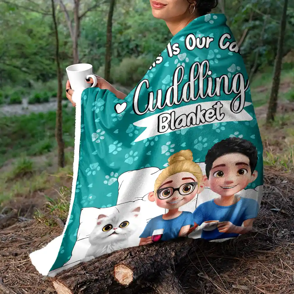 Our Cat Cuddling Blanket - Personalized Fleece Blanket, Sherpa Blanket - Image 5