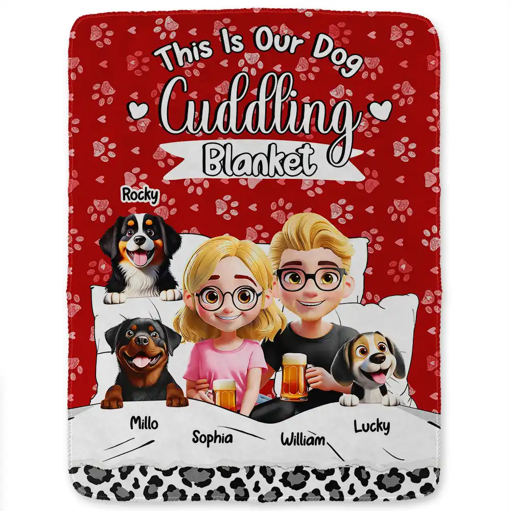 Our Dog Cuddling Blanket - Personalized Fleece Blanket, Sherpa Blanket - Image 2