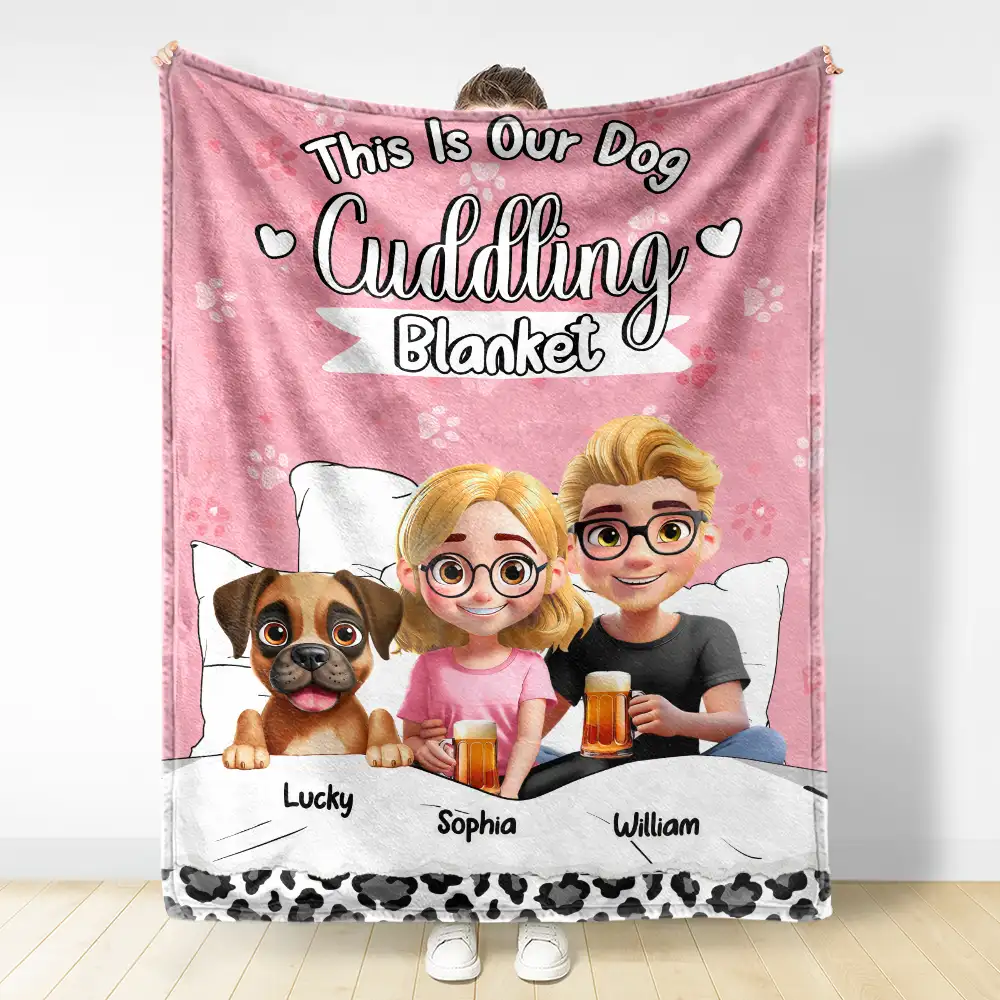 Our Dog Cuddling Blanket - Personalized Fleece Blanket, Sherpa Blanket - Image 3