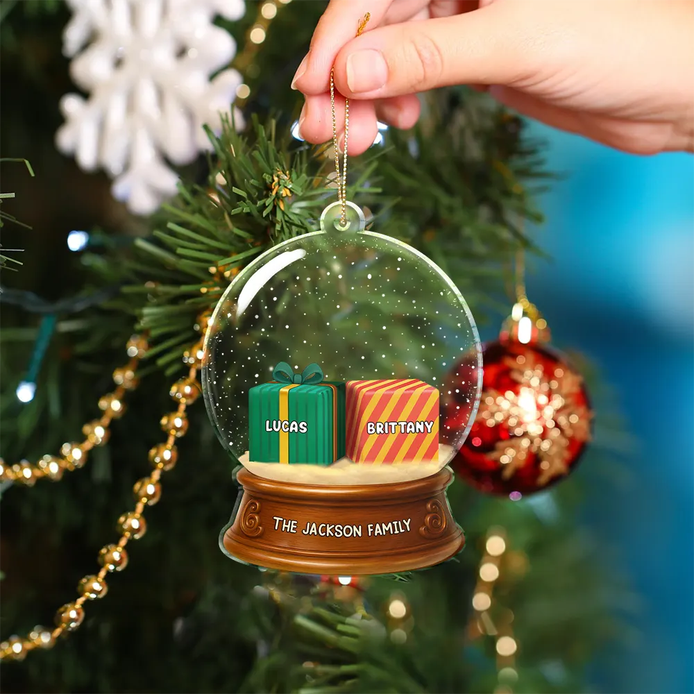 Our Family 3D Effect Pile Of Gilfs - Personalized Custom Shaped Acrylic Ornament - Image 5