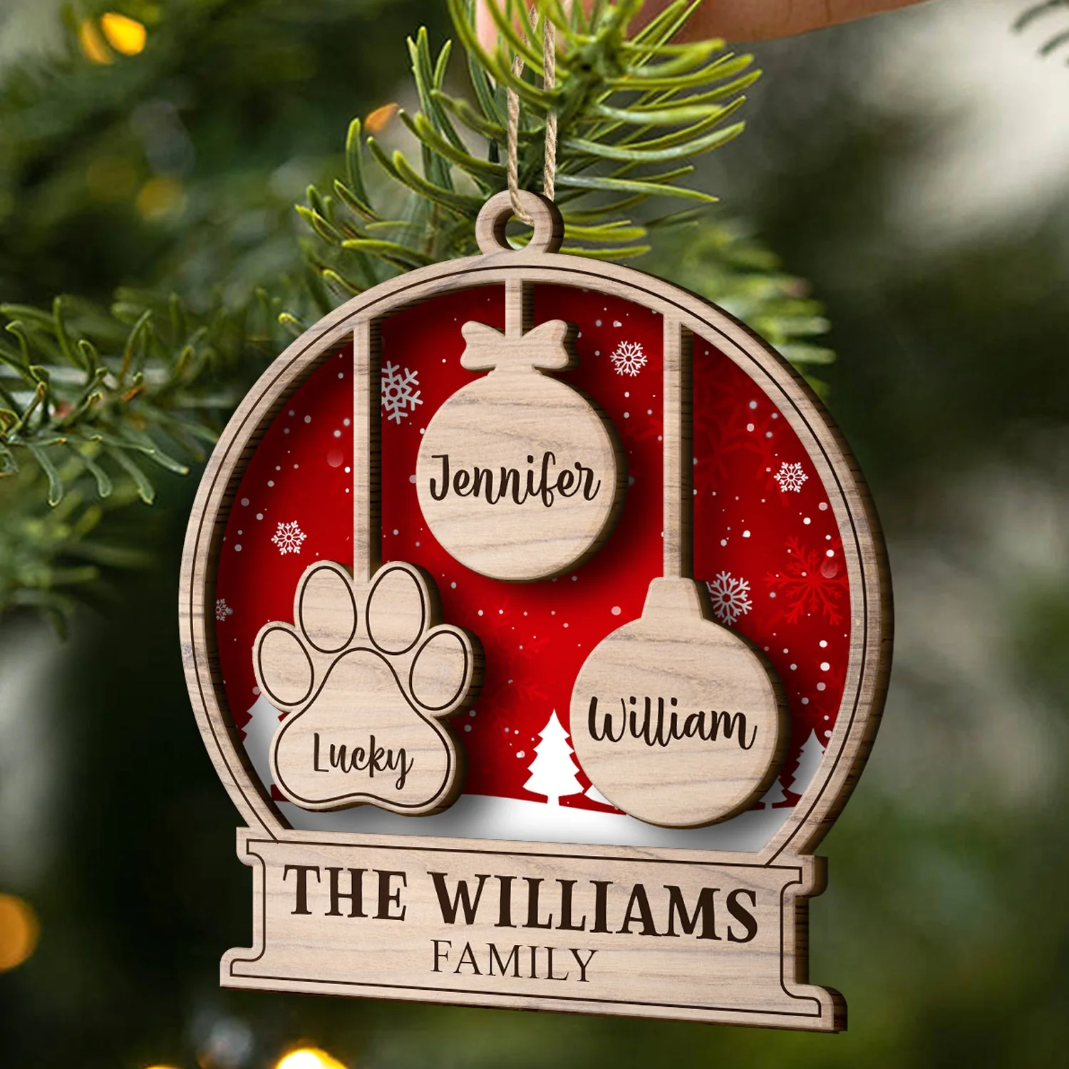 Our Family Kids Pet - Gift For Family, Parent - Personalized 2-Layered Wooden Ornament - Image 2