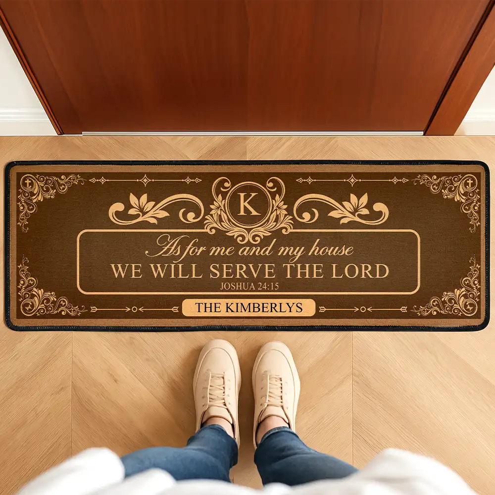 Our Family Will Serve The Lord - Personalized Runner Rug - Image 2