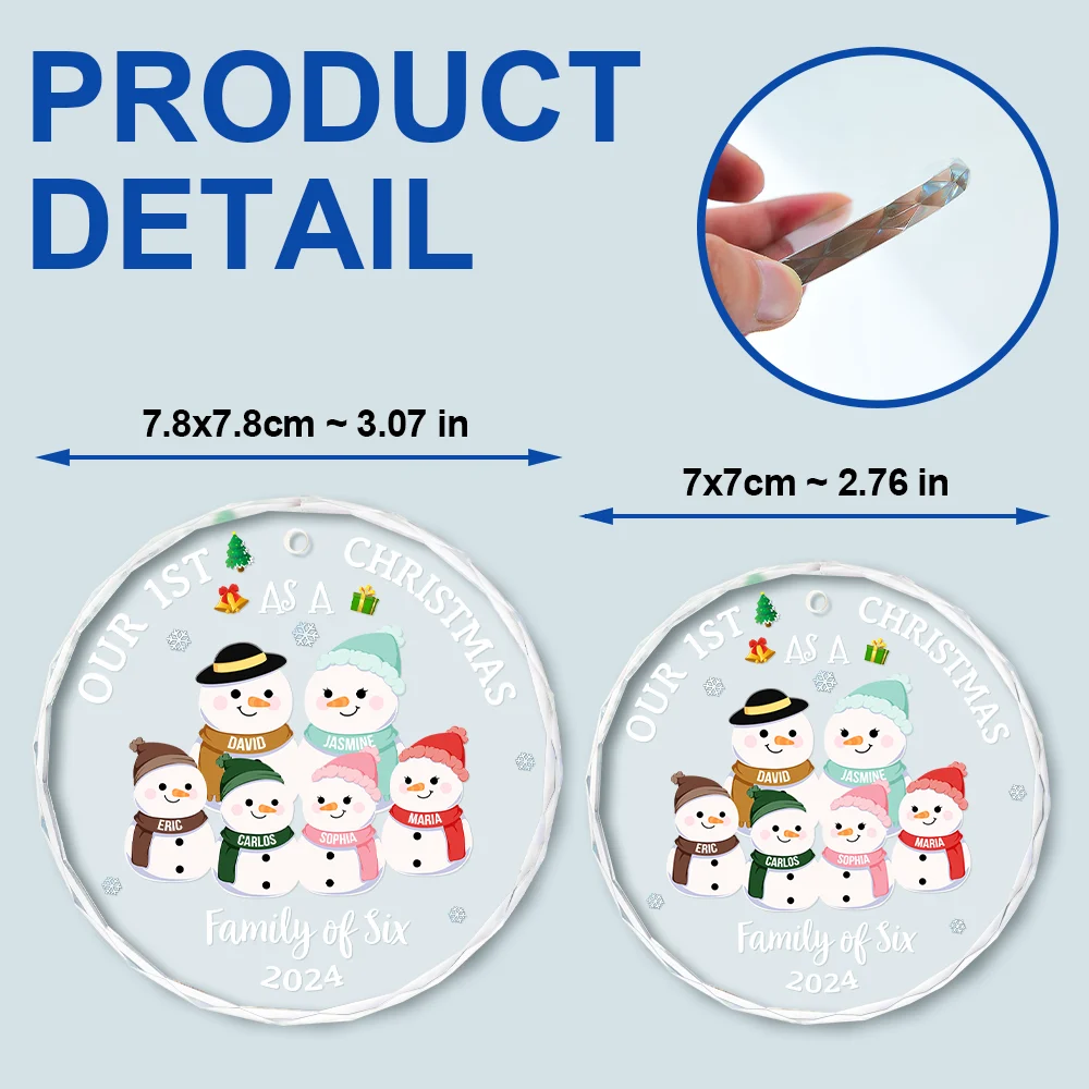 Our First Christmas As A Family - Personalized Circle Glass Ornament - Image 6