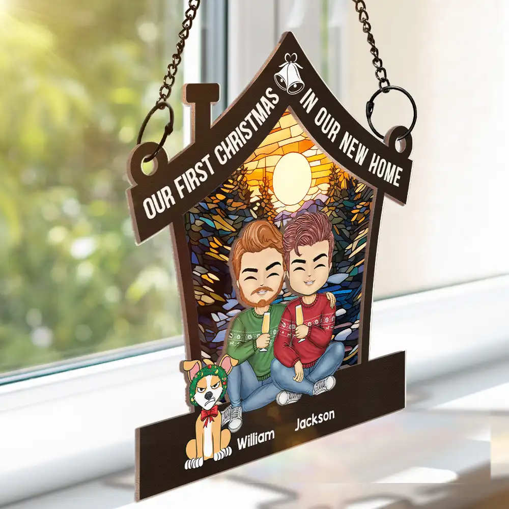 Our First Christmas In Our New Home - Personalized Window Hanging Suncatcher Ornament - Image 3