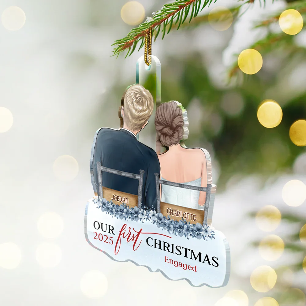 Our First Christmas Married Couples - Personalized Custom Shaped Acrylic Ornament - Image 3