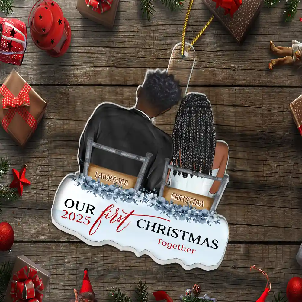 Our First Christmas Married Couples - Personalized Custom Shaped Acrylic Ornament - Image 6