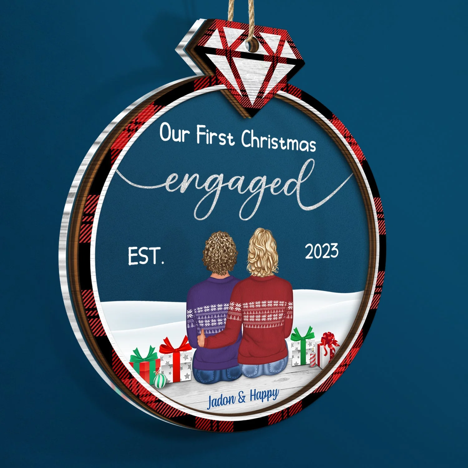Our First Christmas Married - Gift For Couples - Personalized 2-Layered Mix Ornament - Image 2